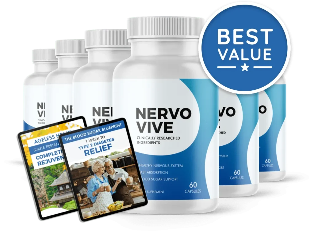 Bottle of Nervovive natural supplement for anxiety relief